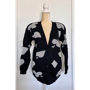 VTG Adrienne Vittadini Women’s Black/Silver Vegas Casino Sweater Cardigan Sz Sml
